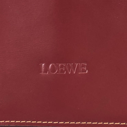 LOEWE logo embossed leather antique metal fittings shoulder bag wine red vintage old u24yeh