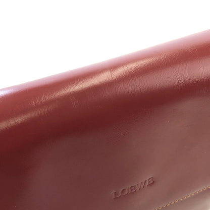 LOEWE logo embossed leather antique metal fittings shoulder bag wine red vintage old u24yeh