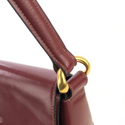 LOEWE logo embossed leather antique metal fittings shoulder bag wine red vintage old u24yeh