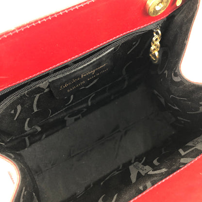 Salvatore Ferragamo Vala 絲帶皮革 2WAY 手提包 單肩包 紅色 復古 舊 ihppdc