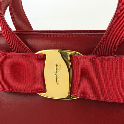 Salvatore Ferragamo Vala 絲帶皮革 2WAY 手提包 單肩包 紅色 復古 舊 ihppdc