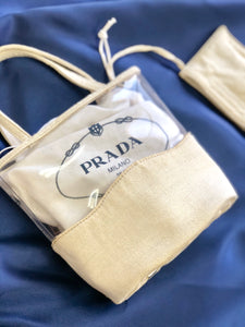 PRADA handbag clear bag mini bag canvas clear bag canvas beige vintage old cgywec