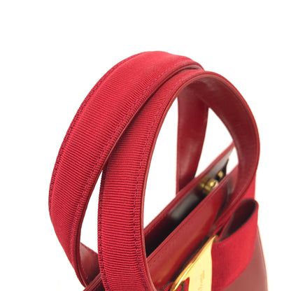 Salvatore Ferragamo Vala 絲帶皮革 2WAY 手提包 單肩包 紅色 復古 舊 ihppdc