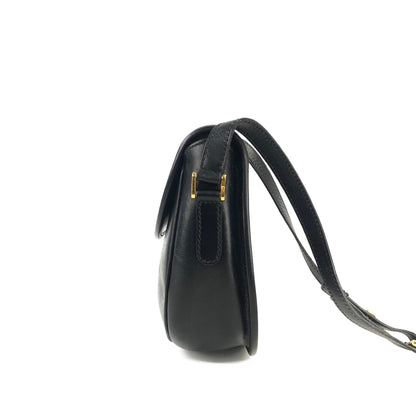 GUCCI Logo Leather Round Crossbody Shoulder bag Black Old gucci Vintage cby5c3