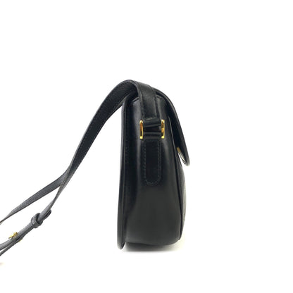 GUCCI Logo Leather Round Crossbody Shoulder bag Black Old gucci Vintage cby5c3