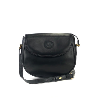 GUCCI Logo Leather Round Crossbody Shoulder bag Black Old gucci Vintage cby5c3