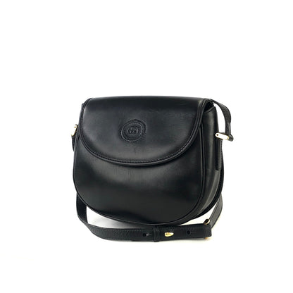 GUCCI Logo Leather Round Crossbody Shoulder bag Black Old gucci Vintage cby5c3