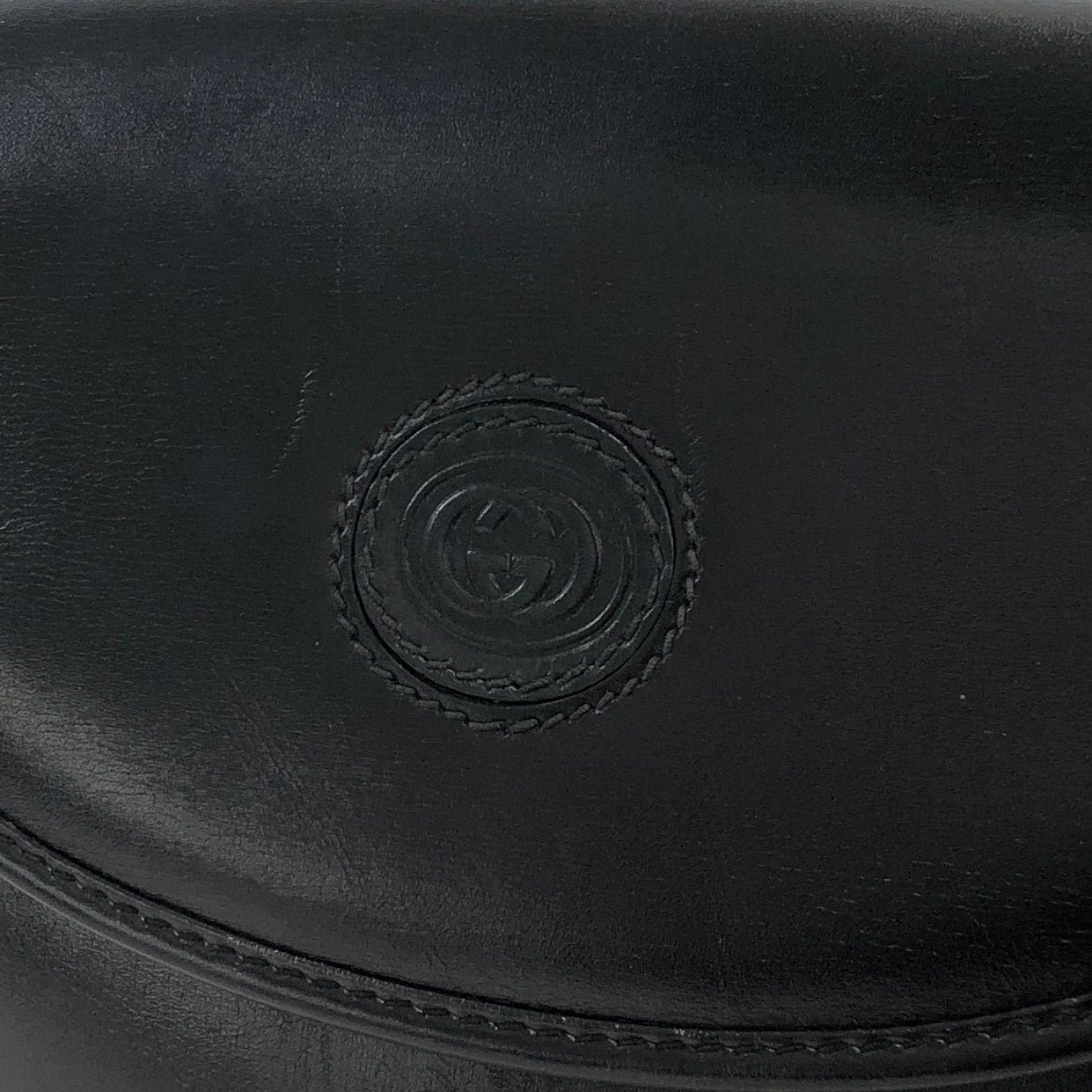 GUCCI Logo Leather Round Crossbody Shoulder bag Black Old gucci Vintage cby5c3