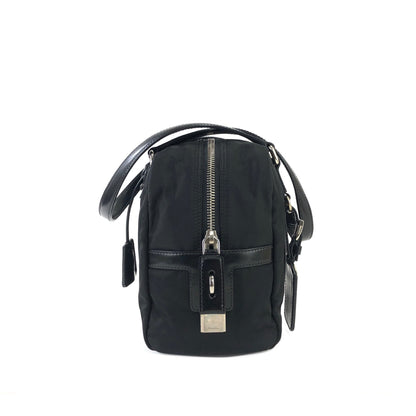 PRADA Big logo Nylon Shoulder bag Handbag Black Vintage Old fzeu5f