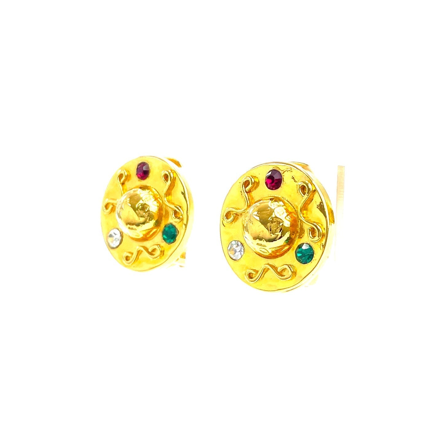CELINE Starball Stone Circle Earrings Gold Vintage Old CELINE Accessories yvf22u