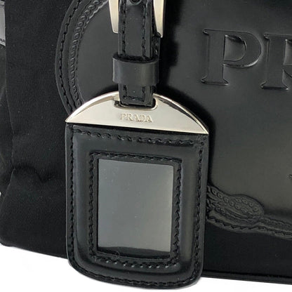 PRADA Big logo Nylon Shoulder bag Handbag Black Vintage Old fzeu5f