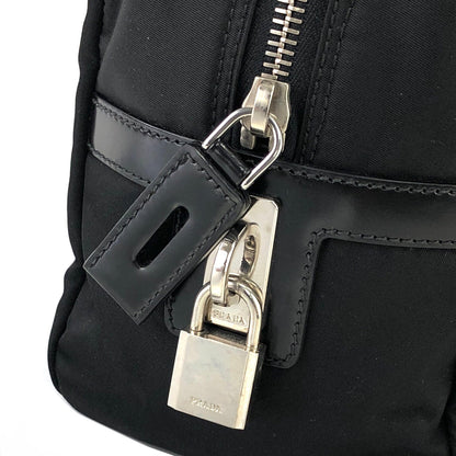 PRADA Big logo Nylon Shoulder bag Handbag Black Vintage Old fzeu5f