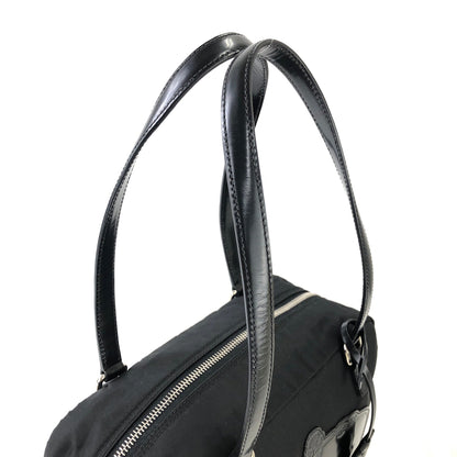 PRADA Big logo Nylon Shoulder bag Handbag Black Vintage Old fzeu5f