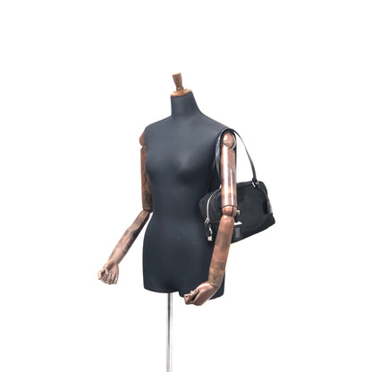 PRADA Big logo Nylon Shoulder bag Handbag Black Vintage Old fzeu5f