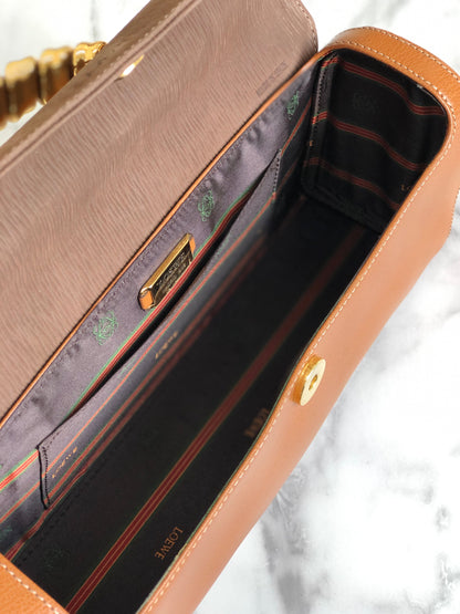 LOEWE Velazquez 手提包 化妝包 金屬手把 棕色 復古 舊 dkxkx5