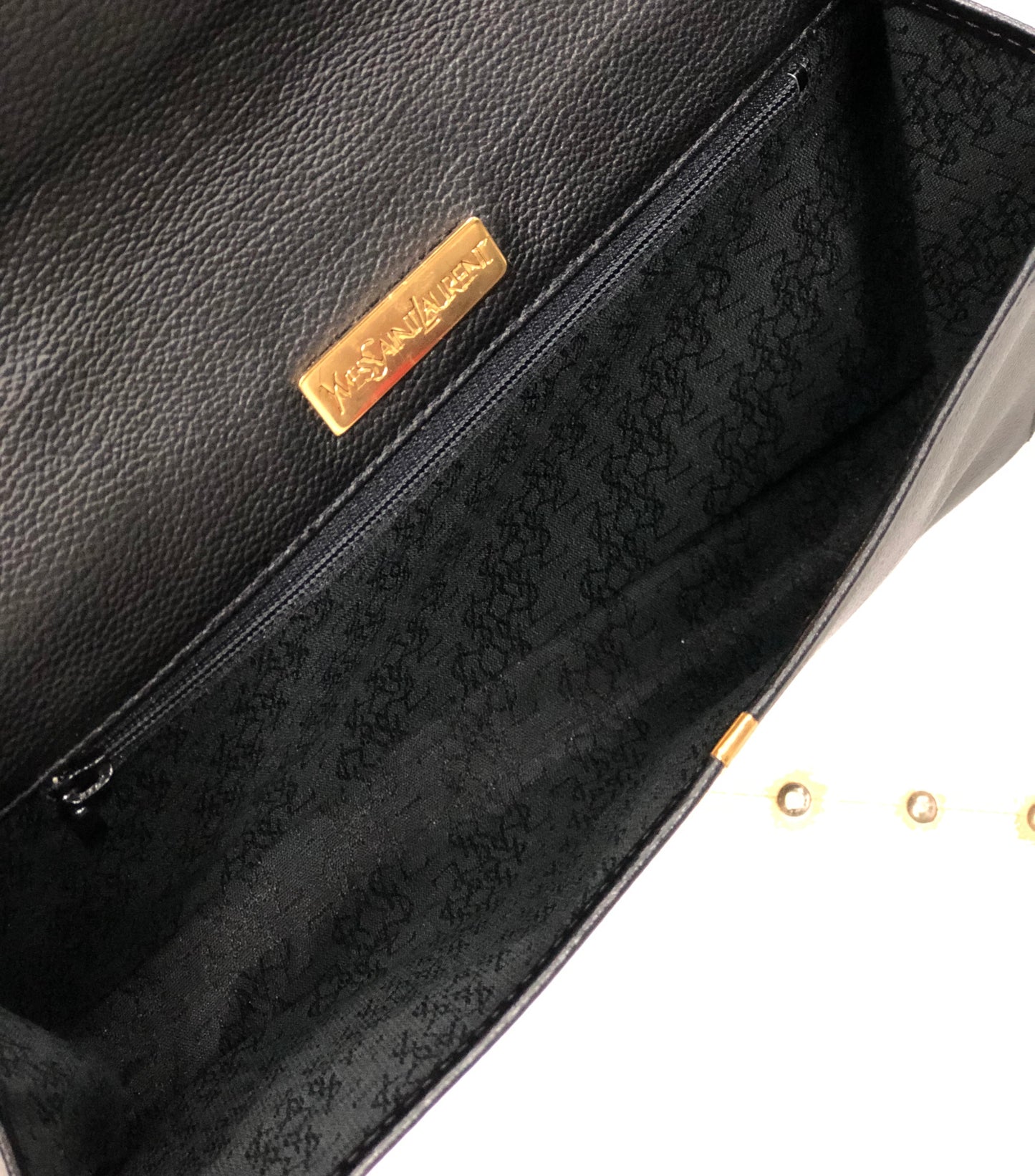 Yves Saint Laurent Logo stitch Clutch bag Black Vintage Old pdt4w5