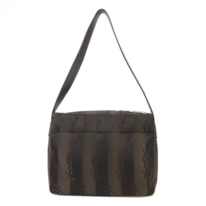 Yves Saint Laurent YSL logo Stripe Nylon Shoulder bag Black Vintage Old vrpv4g