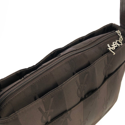 Yves Saint Laurent YSL logo Stripe Nylon Shoulder bag Black Vintage Old vrpv4g