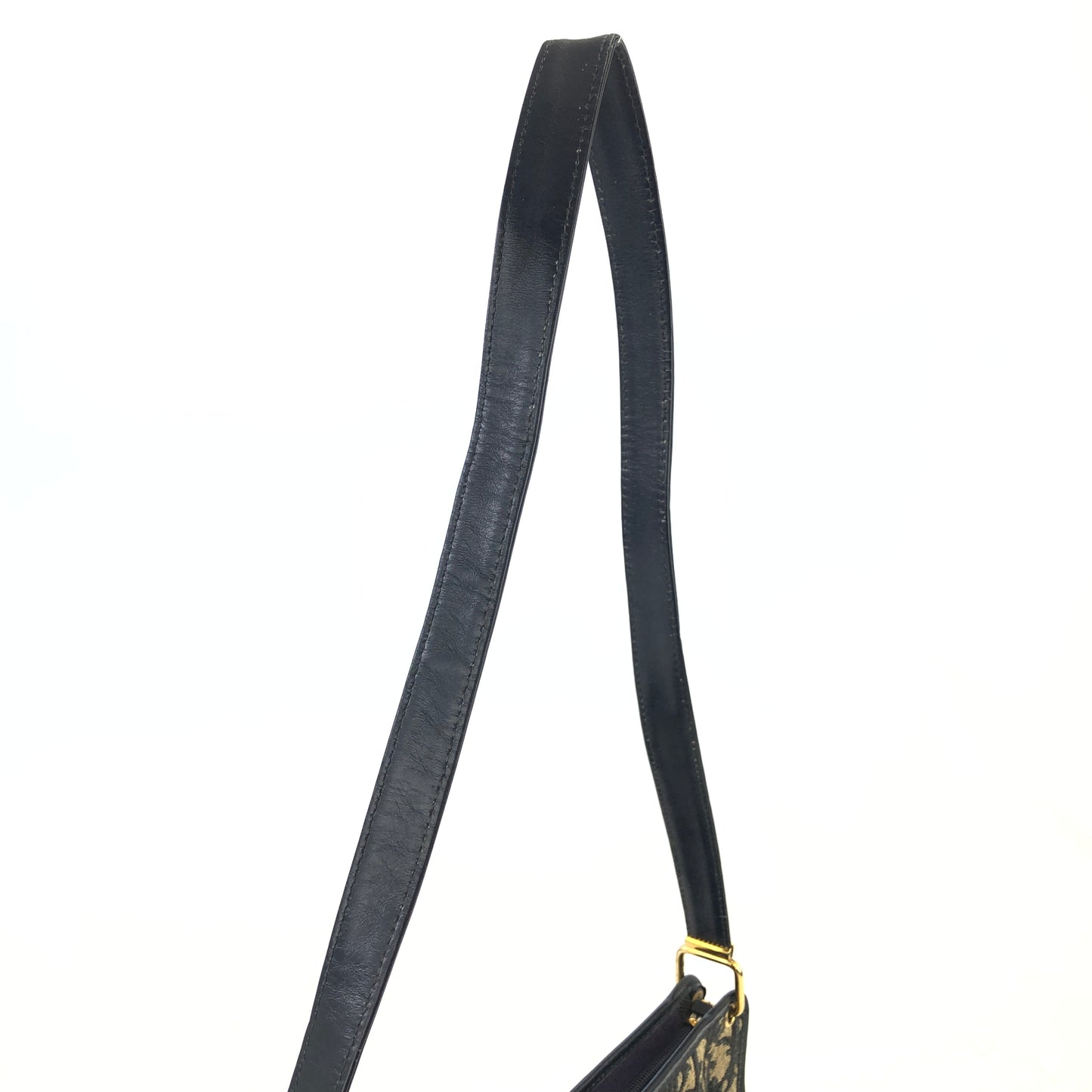 Christian Dior Trotter Oblique CD embossed leather jacquard shoulder bag navy vintage old 4ra3np