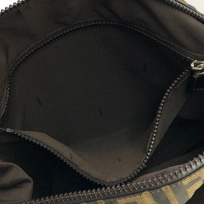 FENDI Zucca Front zipper Jacquard Shoulder bag Brown Vintage Old kkez6c