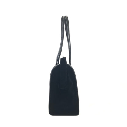 PRADA Crocodile emboss Leather Velour Purse bag Handbag Black Vintage sx2vcj