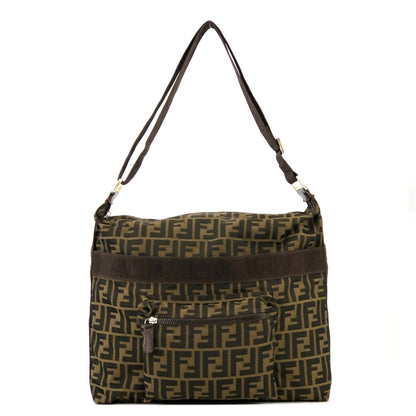 FENDI Zucca Front zipper Jacquard Shoulder bag Brown Vintage Old kkez6c