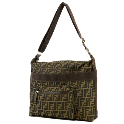 FENDI Zucca Front zipper Jacquard Shoulder bag Brown Vintage Old kkez6c