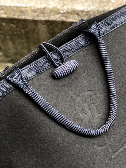 Yves Saint Laurent YSL logo Handbag  Embroidery　Black Navy Vintage Old YSL 4s2ykh