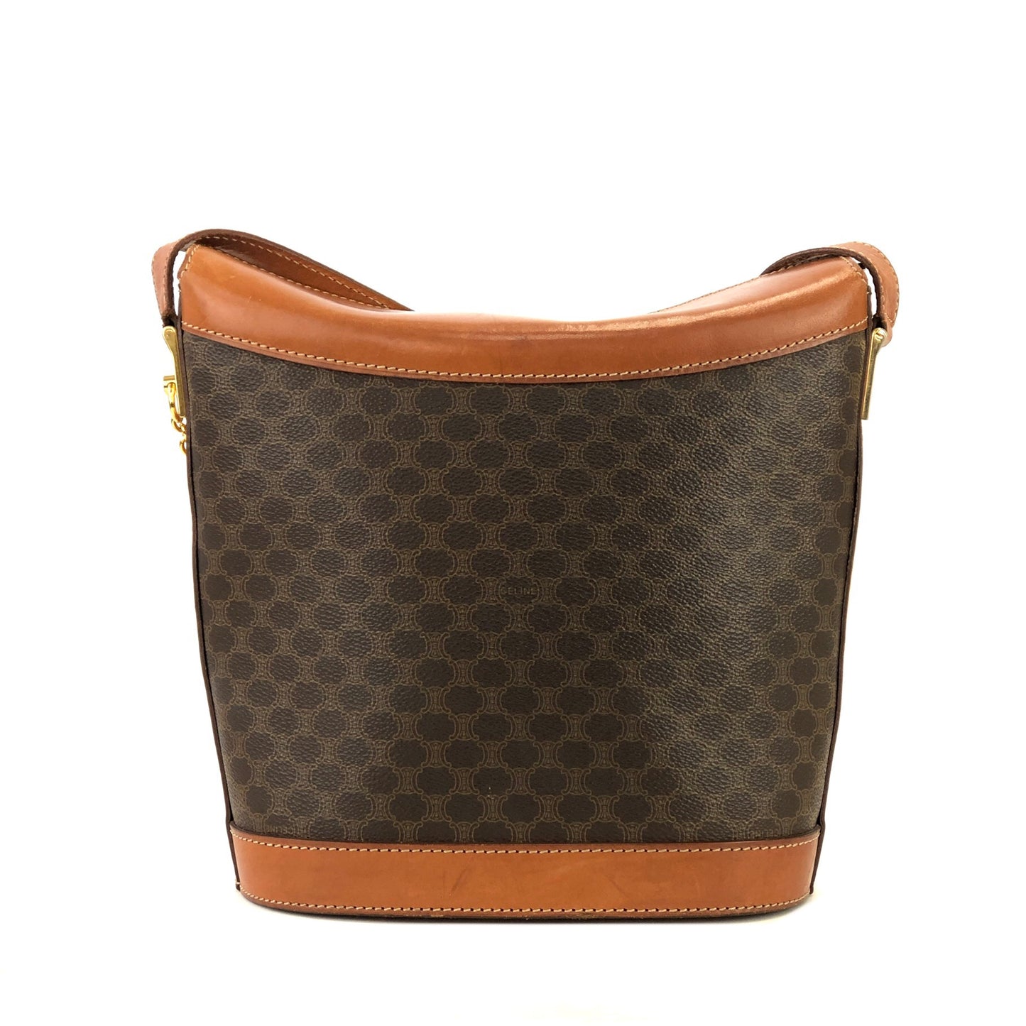 CELINE Macadam Mantel chain Bucket bag Shoulderbag Brown Vintage Old CELINE wnm4fz