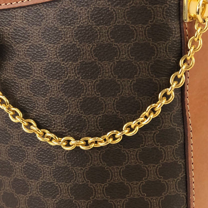CELINE Macadam Mantel chain Bucket bag Shoulderbag Brown Vintage Old CELINE wnm4fz
