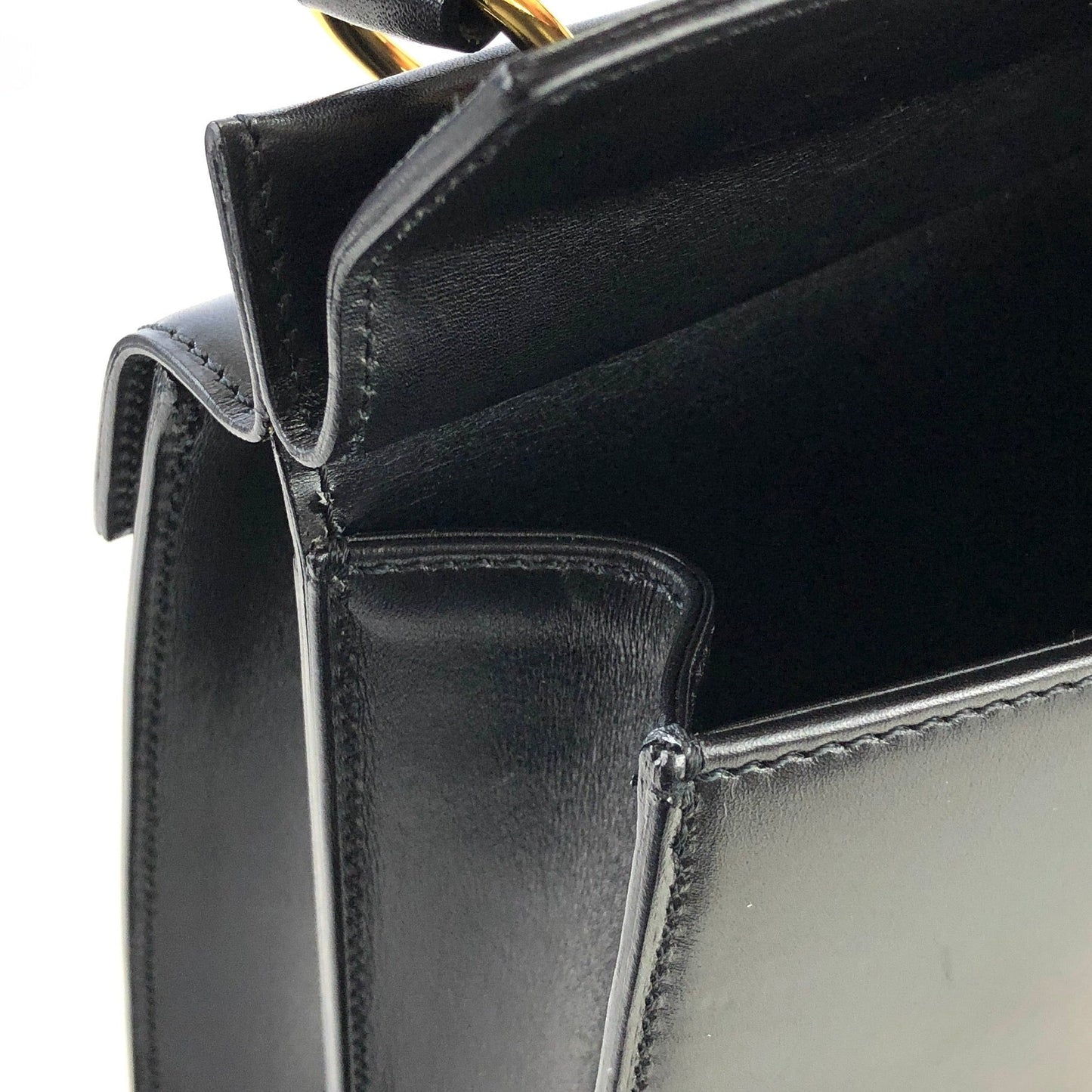 CELINE Horsebit Double face Handbag Shoulder bag Black Vintage Old Celine ainh7x