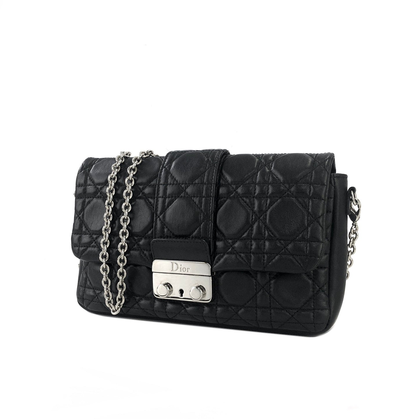 Christian Dior Cannage New lock Chain Crossbody Shoulder bag Black Vintage Old yrvfx2