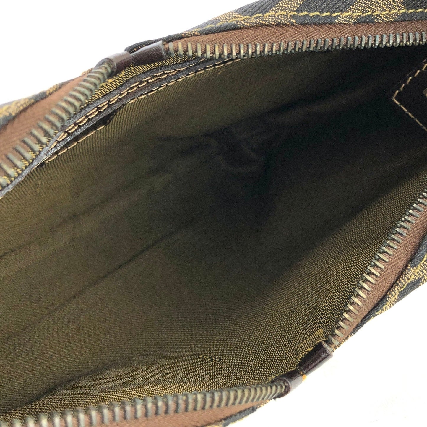FENDI Zucca Double zipper Hobo Jacquard Shoulder bag Brown Vintage Old waiexe