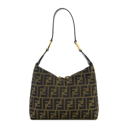 FENDI Zucca Double zipper Hobo Jacquard Shoulder bag Brown Vintage Old waiexe