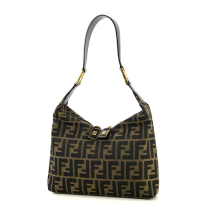 FENDI Zucca Double zipper Hobo Jacquard Shoulder bag Brown Vintage Old waiexe