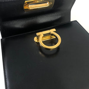 Salvatore Ferragamo Gancini Crossbody Handbag Shoulderbag Black Vintage Old eyft2n