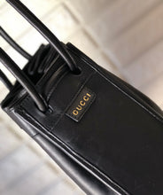 Load image into Gallery viewer, GUCCI Logo Leather Drawstring Shoulder bag Handbag Black Vintage Old Gucci pih6he

