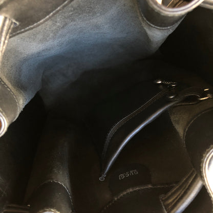 GUCCI Logo Leather Drawstring Shoulder bag Handbag Black Vintage Old Gucci pih6he