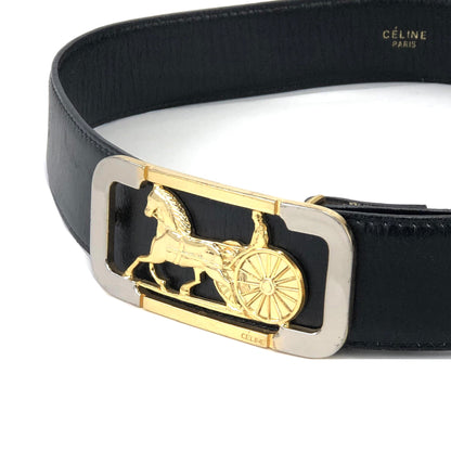 CELINE 馬車皮帶 黑色 復古舊款 Celine kphbkx
