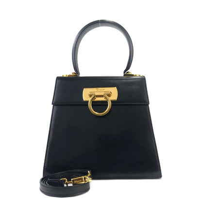 Salvatore Ferragamo Gancini 斜背包 手提包 肩背包 黑色 復古 舊 eyft2n