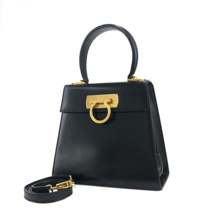 Salvatore Ferragamo Gancini 斜背包 手提包 肩背包 黑色 復古 舊 eyft2n