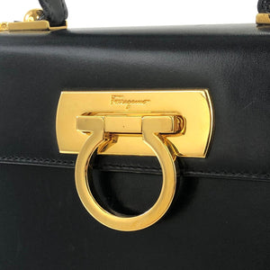 Salvatore Ferragamo Gancini Crossbody Handbag Shoulderbag Black Vintage Old eyft2n