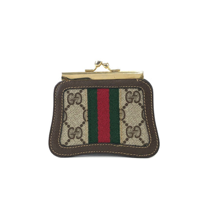 GUCCI Sherry line GG Plus Clasp Coin purse Small wallet Brown Vintage Old Gucci rktn84
