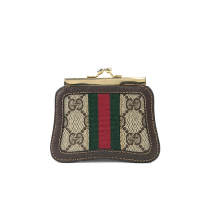 GUCCI Sherry line GG Plus Clasp Coin purse Small wallet Brown Vintage Old Gucci rktn84