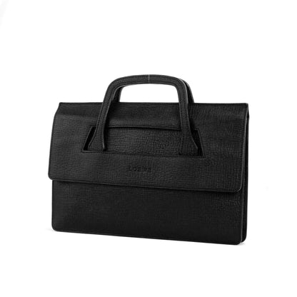 LOEWE logo flap embossed leather handbag black vintage mkeuan