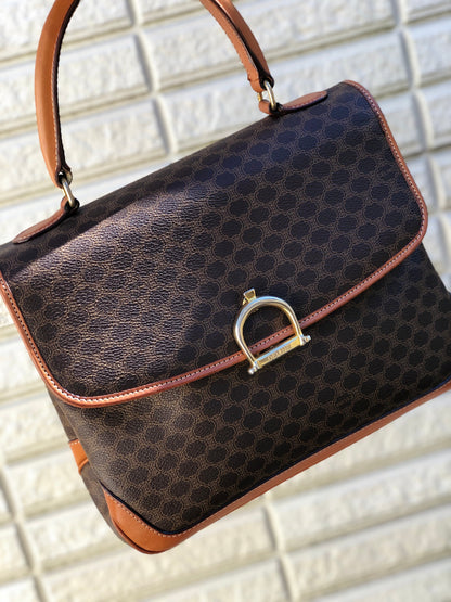 CELINE Macadam Horsebit Handbag Brown Vintage OldCELINE m3kzj4