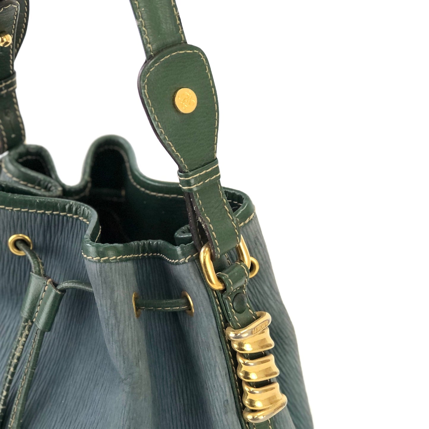 LOEWE Velazquez Bi-color Drawstring Shoulder bag Green Vintage Old cg8jke
