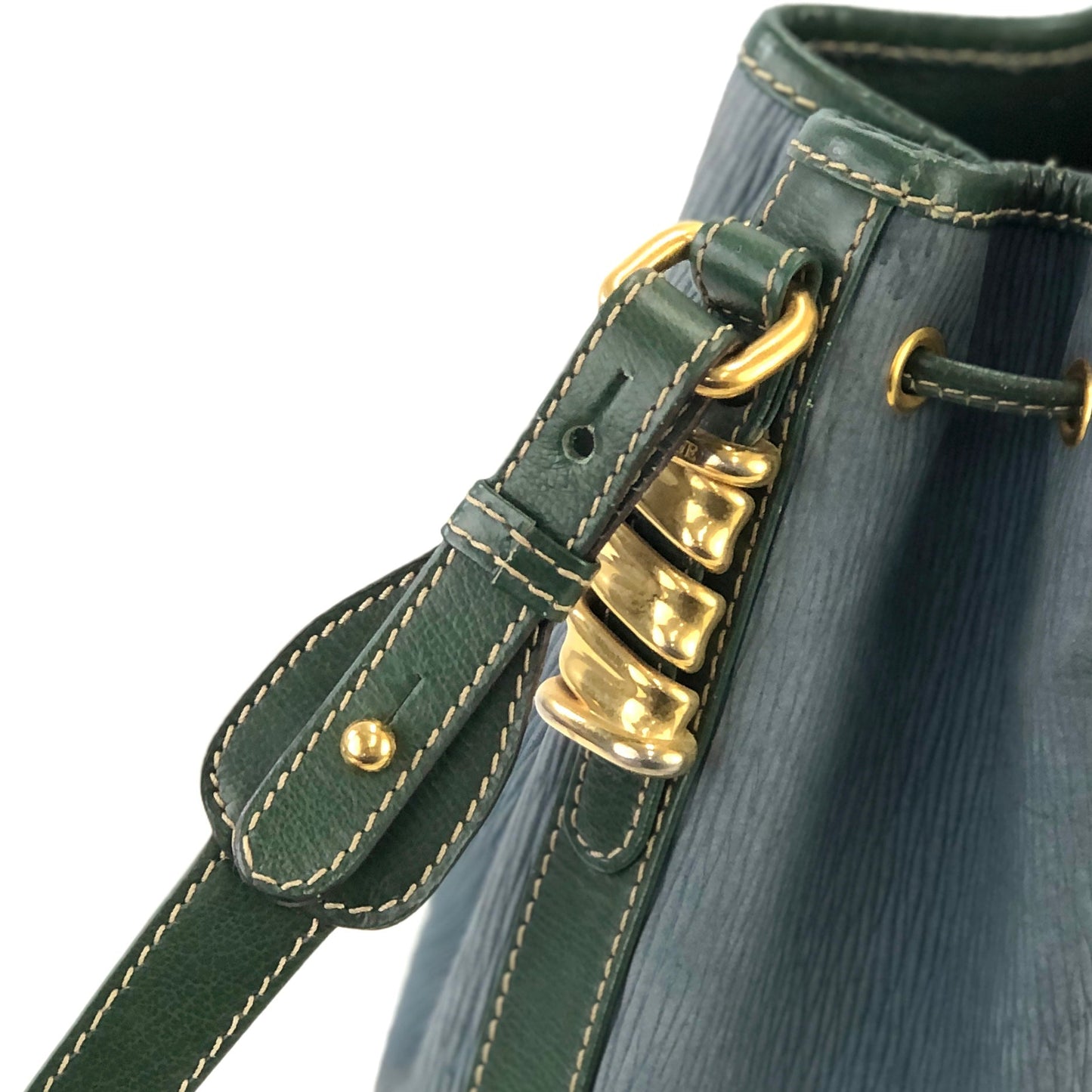 LOEWE Velazquez Bi-color Drawstring Shoulder bag Green Vintage Old cg8jke