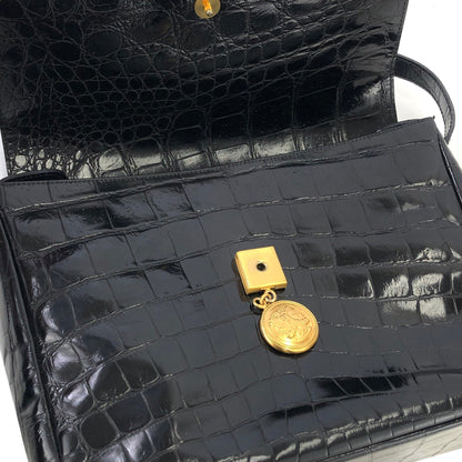 FENDI Janus Crocodile embossed Shoulder bag Black Vintage Old 8ap7ix