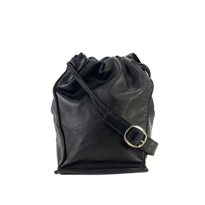 LOEWE Anagram Drawstring Leather minibag Shoulder bag Black Vintage Old 32uy2f